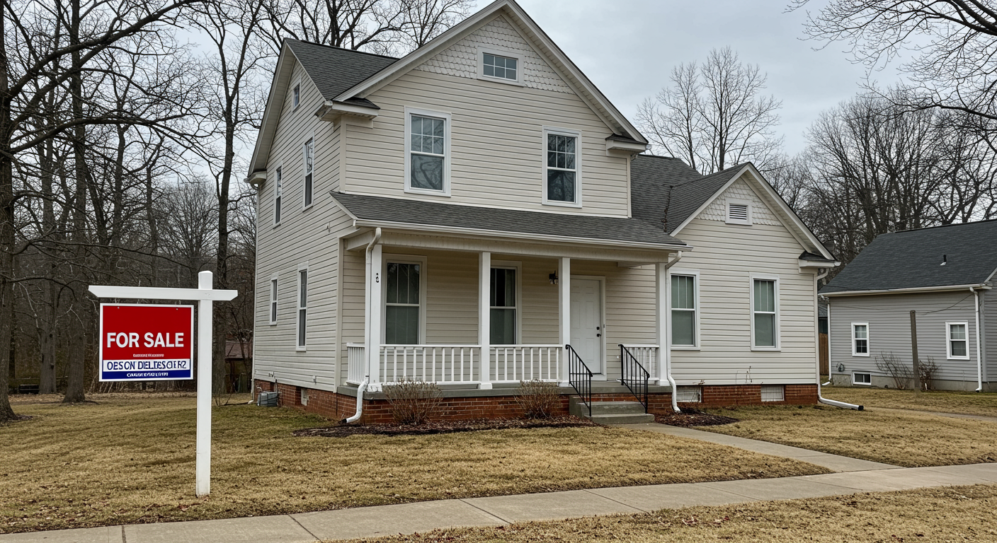 A newly painted home exterior in Johnson City, TN, with a 'For Sale' sign in the yard, showcasing the impact of quality painting on property value.
