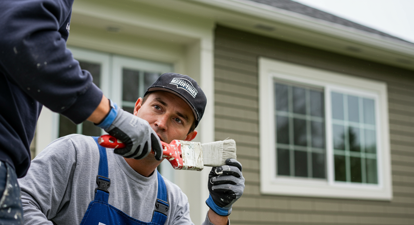 Professional painter in action